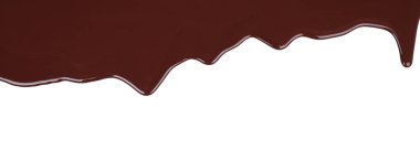 Geniş çikolata damlaları, şeffaf arka planda izole edilmiş. Tatlı dekorasyonu, mutfak tasarımı ya da tatlı yemek konsepti için pürüzsüz, parlak bir doku.