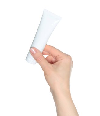 Şeffaf arka planda izole edilmiş beyaz kozmetik krem tüpü. Cilt bakımı, kişisel bakım ve yaratıcı projeler için güzel bir fotoğraf.