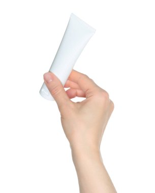 Şeffaf arka planda izole edilmiş beyaz kozmetik krem tüpü. Cilt bakımı, kişisel bakım ve yaratıcı projeler için güzel bir fotoğraf.