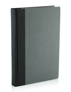 Şeffaf arkaplanda izole edilmiş basit gri bir kitap. Tasarım, markalaşma veya sunum projeleri için minimalist modelleme ve şablon
