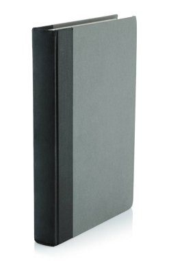 Şeffaf arkaplanda izole edilmiş basit gri bir kitap. Tasarım, markalaşma veya sunum projeleri için minimalist modelleme ve şablon