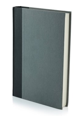 Şeffaf arkaplanda izole edilmiş basit gri bir kitap. Tasarım, markalaşma veya sunum projeleri için minimalist modelleme ve şablon