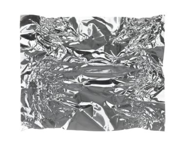 Buruşuk folyo ambalajı, şeffaf bir arka planda izole, gıda tasarımı, ambalaj ve reklam kavramları için mükemmel.