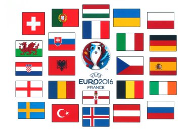 Resmi 2016 Avrupa Şampiyonası Fransa logolu bayraklar