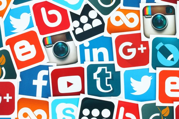 Background of famous social media icons — Stock Photo, Image