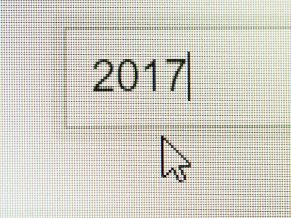 Business en technologie: 2017 tekst op het scherm — Stockfoto