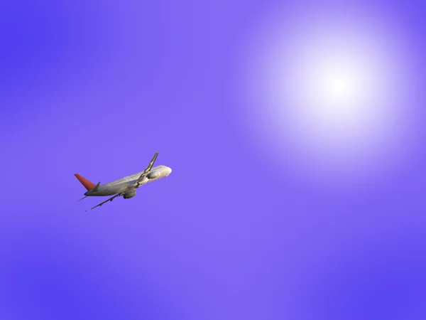 Airplane in sky — Stock Photo, Image