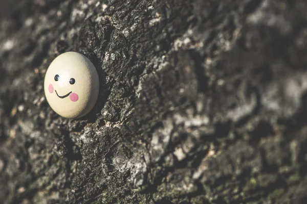 Иконка улыбки на дереве — стоковое фото