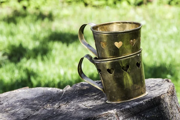 Cups with heart shapes — Stock Photo, Image