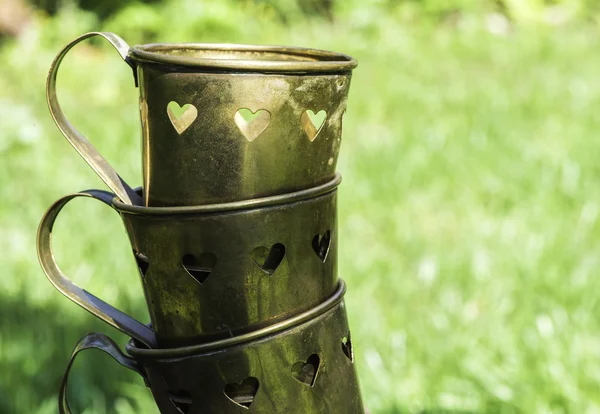 Cups with heart shapes — Stock Photo, Image