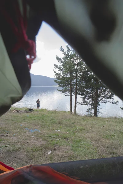 Vue Intérieur Tente Vue Forêt Bulgarie — Photo