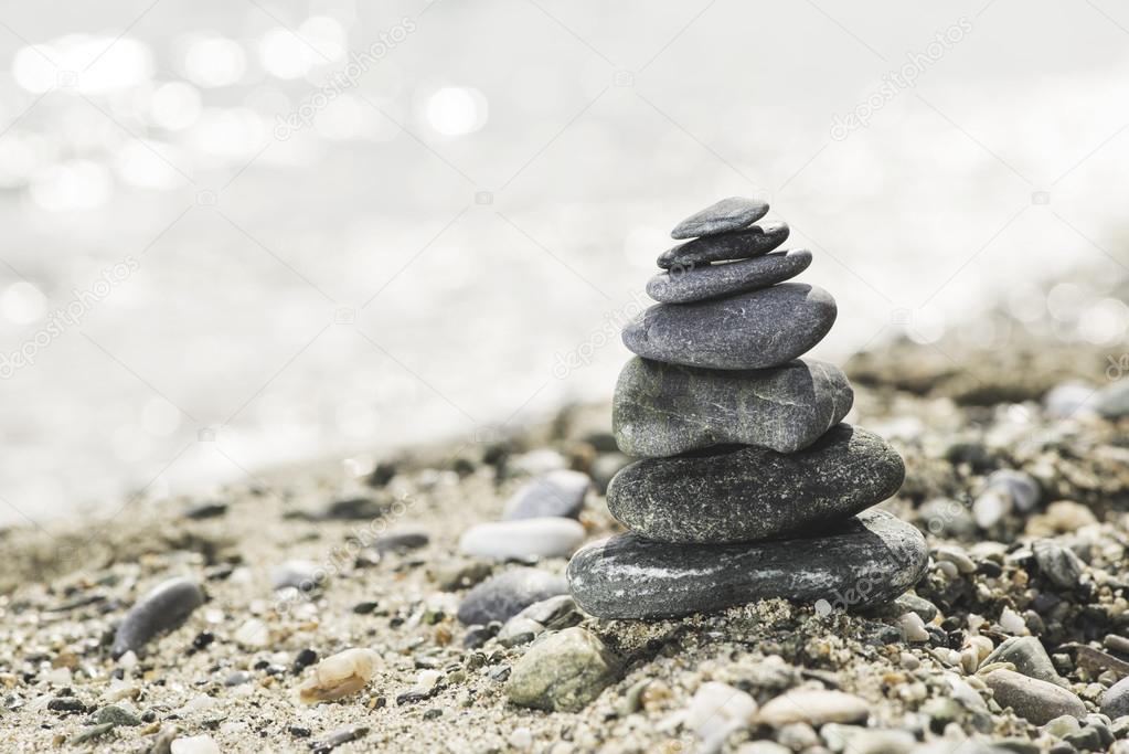 Stacked sea stones