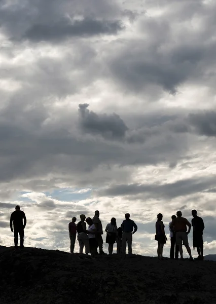 Meteora Greece September 2014 People Top Rocks Cloudy Sky Greece — Stock Photo, Image