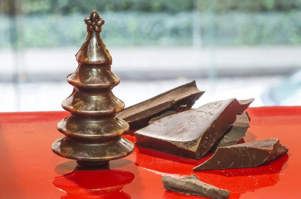 Chocolade bar maken in fabriek — Stockfoto