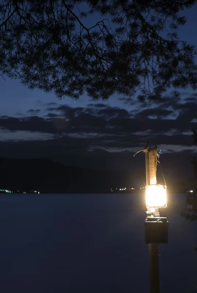 Gas Lamp Nature Mountain Dam Night — Stock Photo, Image