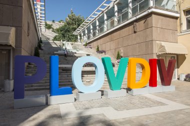 city of Plovdiv voluminous letters clipart