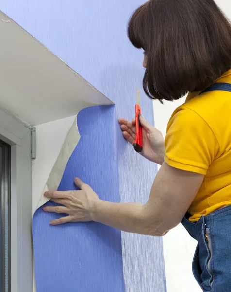 Mujer haciendo reparaciones — Foto de Stock