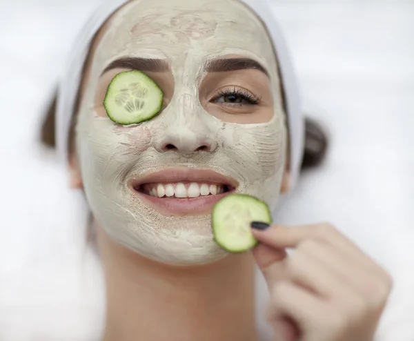 Woman with a face pack. — Stock Photo, Image