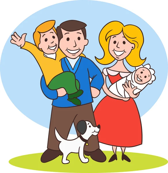 Linda familia de dibujos animados — Vector de stock