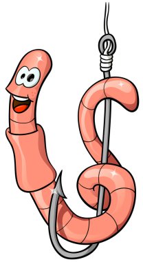 bir kanca, vektör çizim karikatür solucan