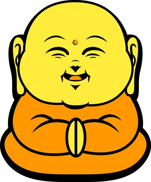 Kreslená postava šťastný buddhistické úsměv — Stockový vektor