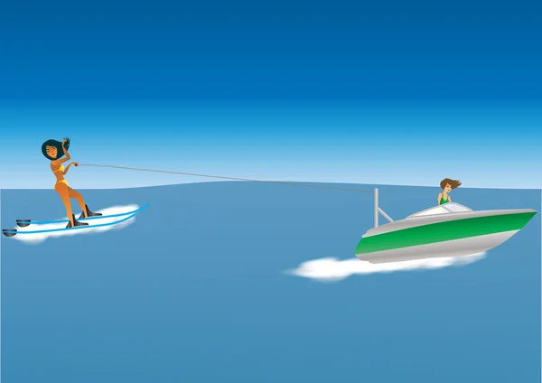 Femme Ski nautique — Image vectorielle
