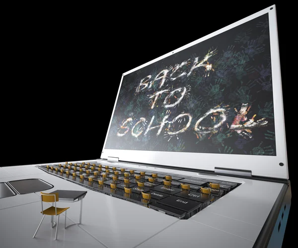 Terug naar school concept achtergrond met laptop — Stockfoto