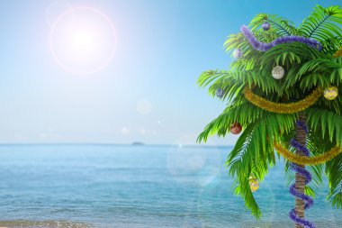 Yeni yıl palmiye ağacı süsleme kavramı tatil arka plan ile