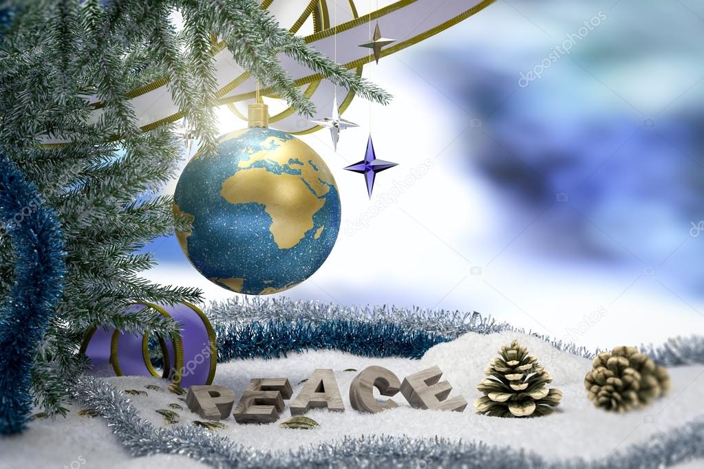 Gelukkig nieuw jaar en Merry Christmas achtergrond met aarde en vrede
