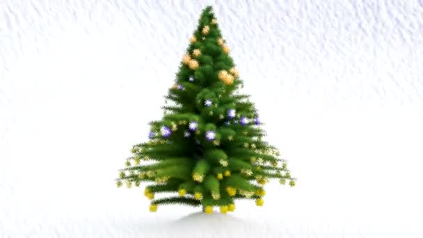 Crescere albero di Natale con decorazioni e neve — Video Stock