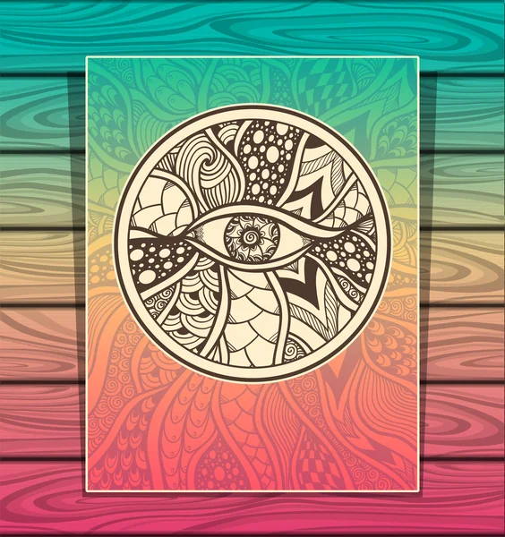 Plantilla Zen-doodle o Zen-tangle textura o patrón con los ojos llenos de colores — Archivo Imágenes Vectoriales