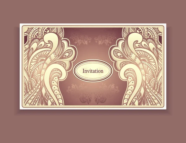 Plantilla vintage invitación en color beige marrón — Vector de stock