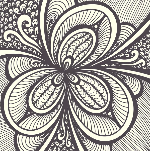 Fondo abstracto con patrón Zen-doodle negro sobre blanco — Vector de stock