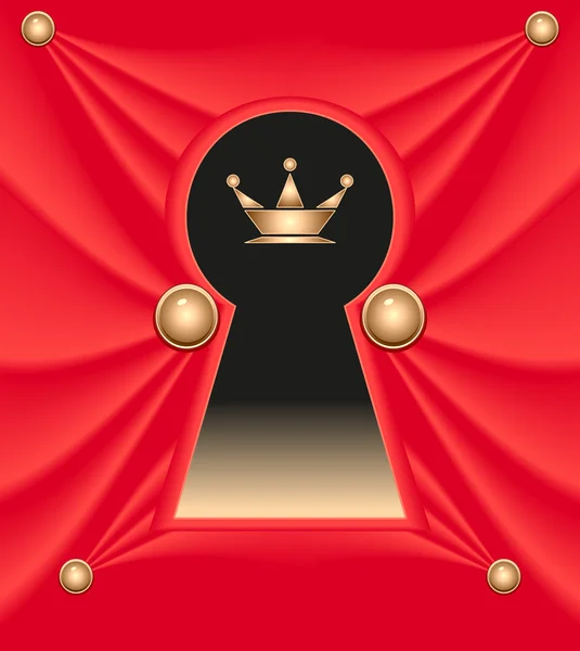 Llavero de seda roja con corona — Vector de stock