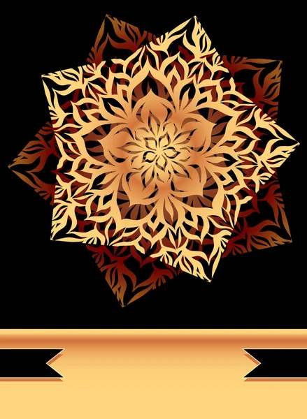 Flyer créatif avec étoile florale abstraite en or noir — Image vectorielle