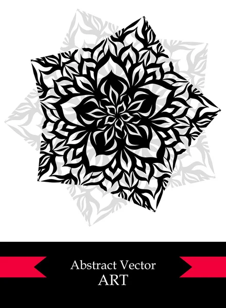 Creative Flyer with abstract flower star in black white red — Stock Vector