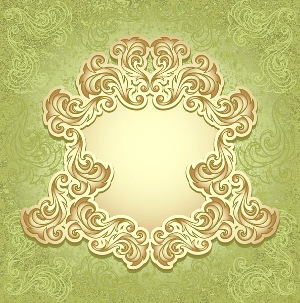 Cornice vintage in colore verde oro — Vettoriale Stock