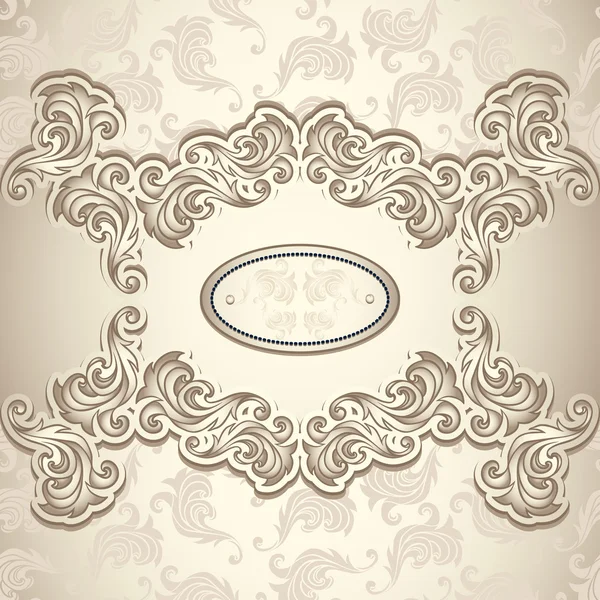 Vintage background with seamless pattern in pearly beige — Stock Vector