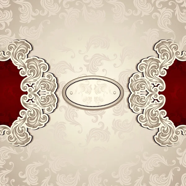 Vintage achtergrond met naadloze patroon in parelwitte beige en rood — Stockvector