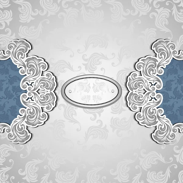 Vintage bakgrund med seamless mönster i silver blå — Stock vektor