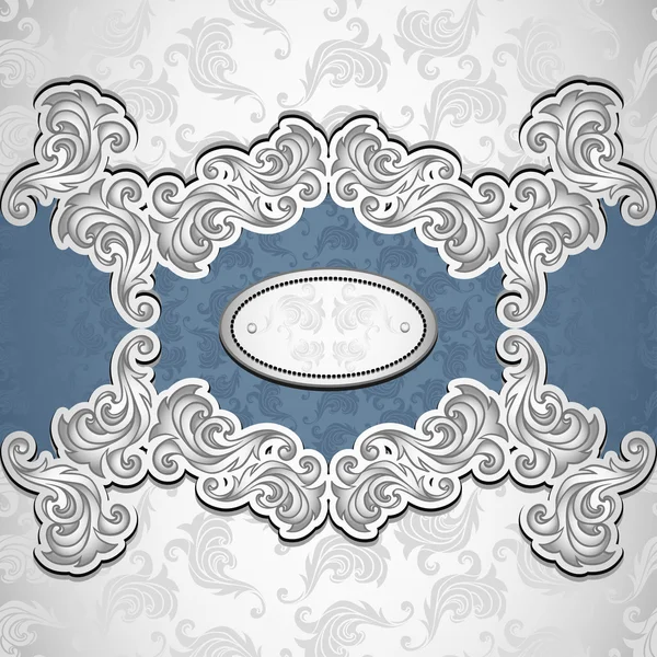 Fond vintage avec motif sans couture en bleu argenté — Image vectorielle
