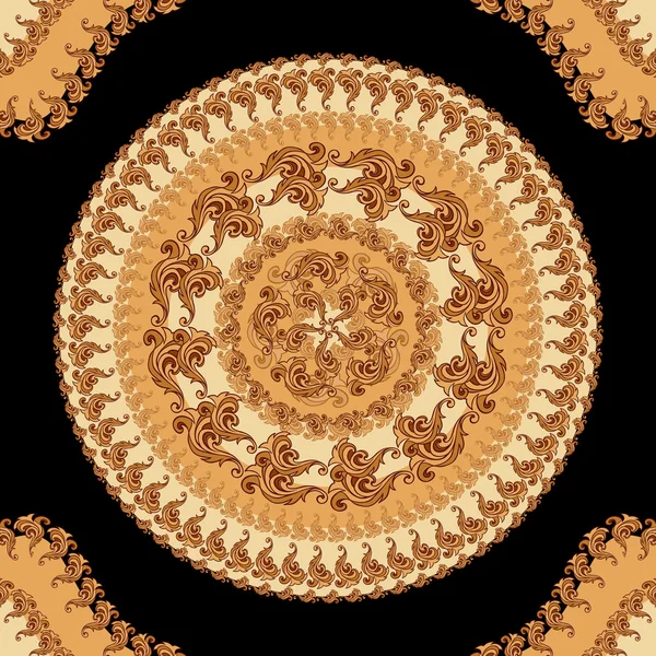 Patrón sin costuras con adorno de círculo en negro marrón — Archivo Imágenes Vectoriales