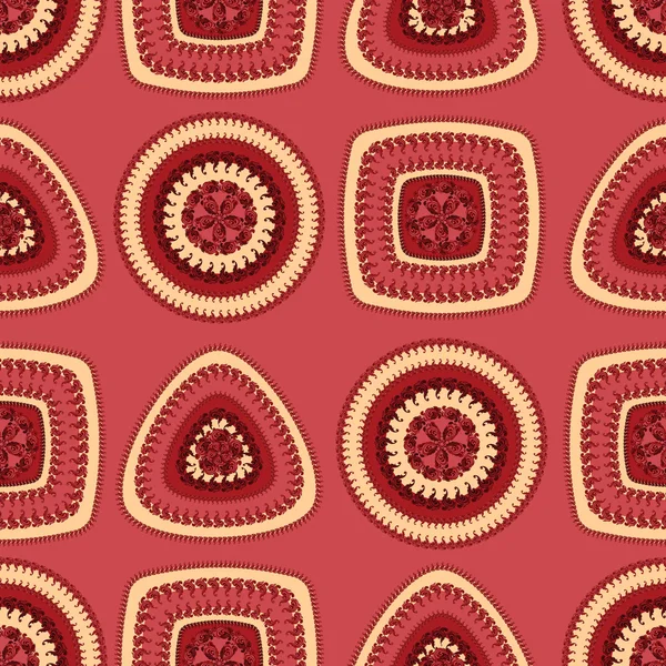 Seamless pattern with circle triangle square in red beige — Stock Photo, Image