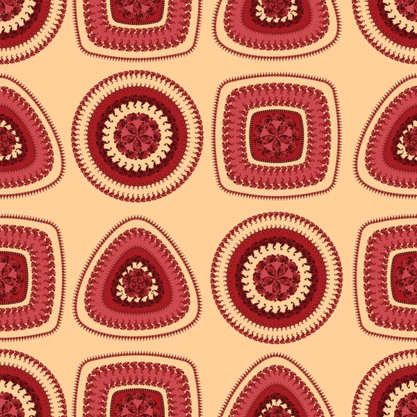 Seamless pattern with circle triangle square in red beige — Stock Photo, Image