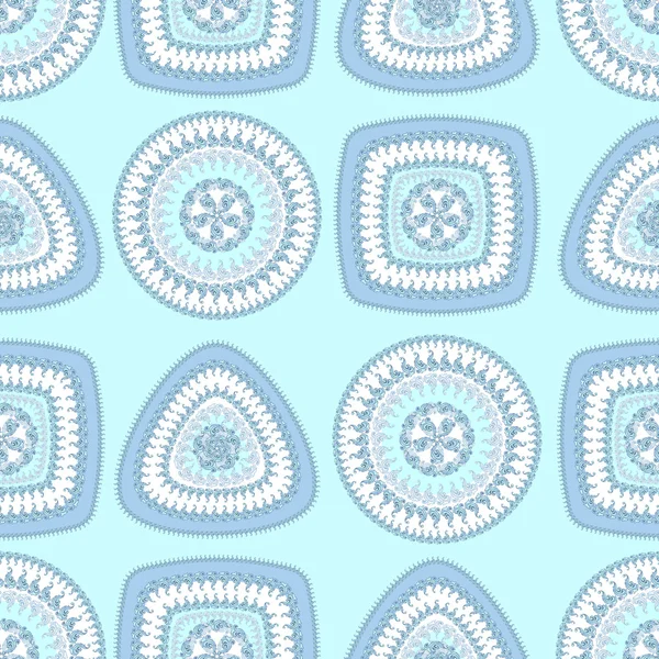 Seamless pattern with circle triangle square in light blue — Stock Photo, Image