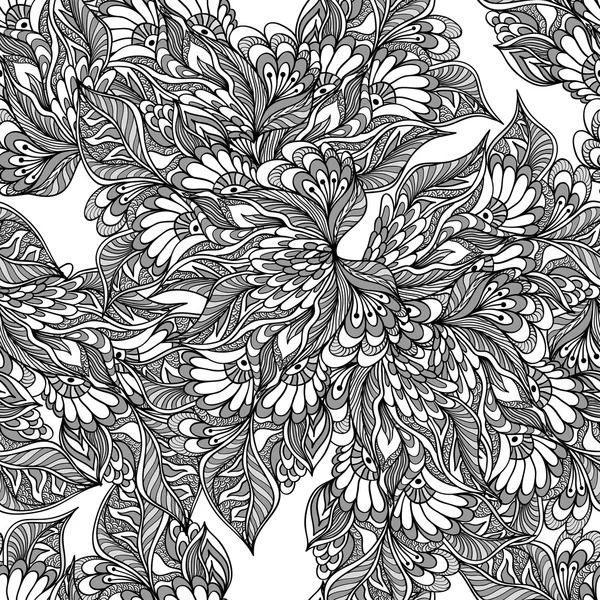 Doodle çiçekler gri ile Seamless Modeli — Stok Vektör