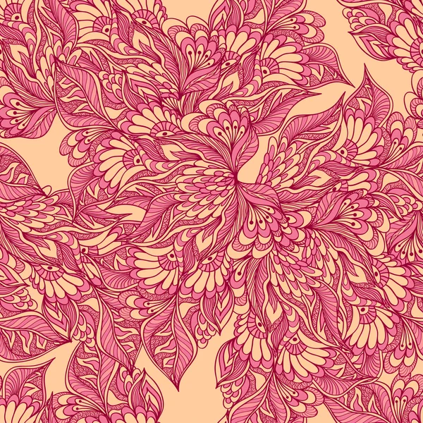 Modello senza cuciture con fiori scarabocchiare in rosa — Vettoriale Stock