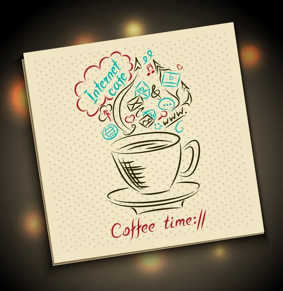 Skizze Konzept der Kaffeezeit auf Serviette — Stockvektor