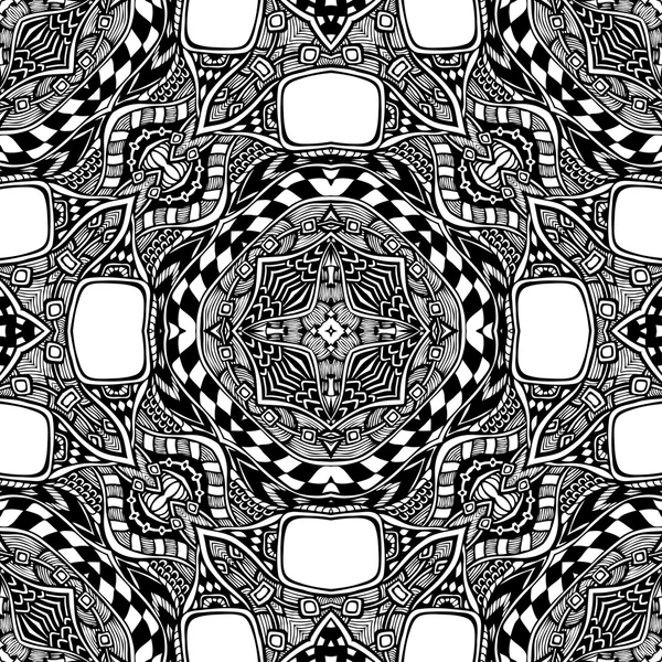 Nahtloses Muster aus abstraktem Ornament schwarz weiß — Stockvektor