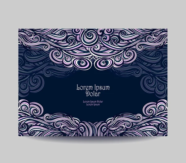 Template  label with abstract wave  in dark blue pink — Stock Vector